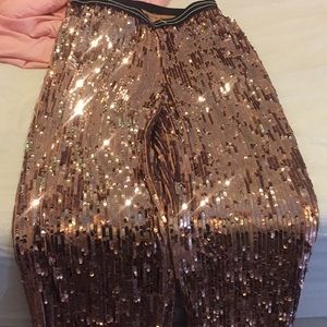 Free People gold sequin jogger pants